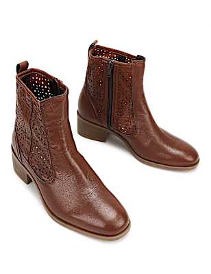 Pure Leather Laser Cut High Boots