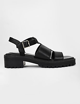 Leather Buckle Closure Sandals