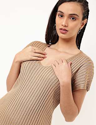 Viscose Mix Striped Knitted Dress