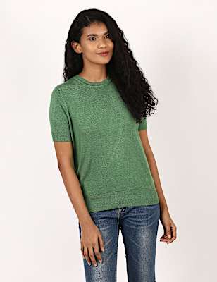 Knitted Crew Neck Short Sleeve Top