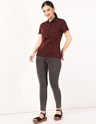 Pure Cotton Printed Collar Neck T-Shirt