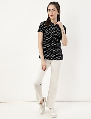 Pure Cotton Bandhni Polo Collar Polo Tshirt