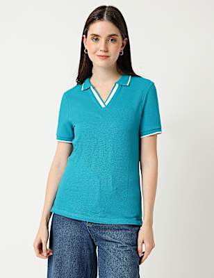 Pure Cotton Polo Neck T-Shirt