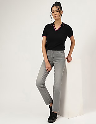 Pure Cotton Polo Neck T-Shirt