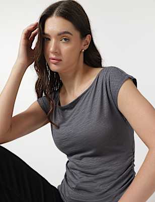 Cotton Rich Cap Sleeves Top