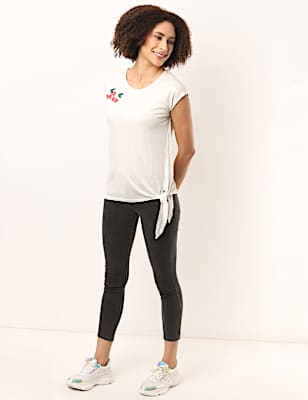 Pure Viscose Sequined Round Neck Top