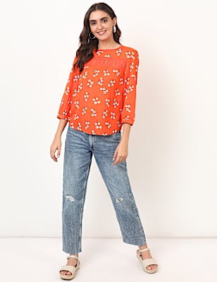 Floral Round Neck Top