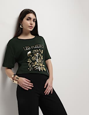 Cotton Modal Floral Print T-Shirt