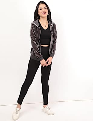 Velour Zip Up Hoodie