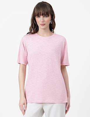 Cotton Rich Plain Crew Neck T-Shirt