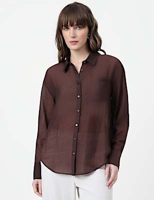 Lyocell Rich Plain Spread Collar Shirt