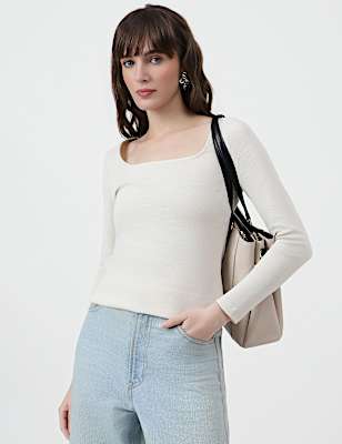 Pure Cotton Plain Scoop Neck Top