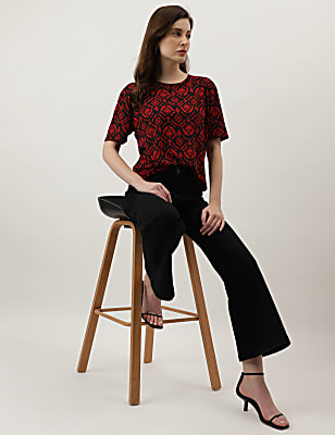 Printed Round Neck Top