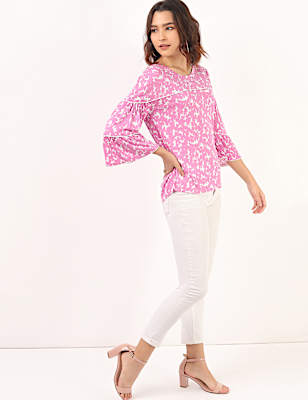 Pure Viscose Printed Round Neck Top