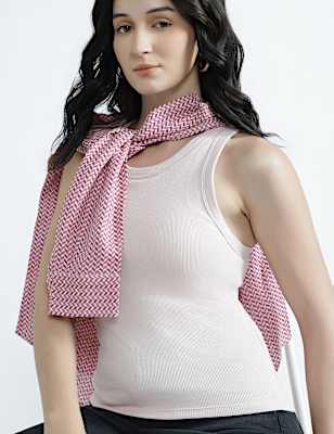 Cotton Rich Round Neck Textured Vest