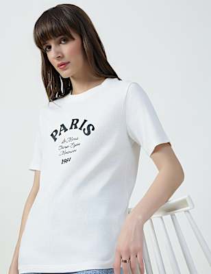 Pure Cotton Typographic Crew Neck T-shirt