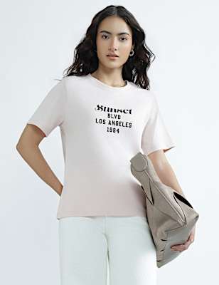 Pure Cotton Round Neck Graphic Print T-Shirt