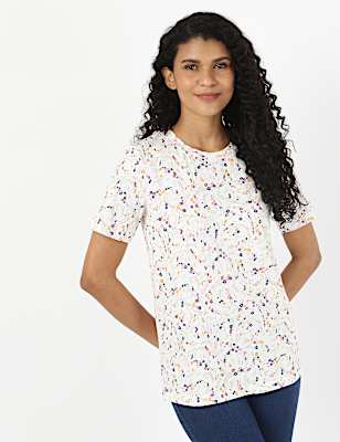 Floral Print Crew Neck Tee