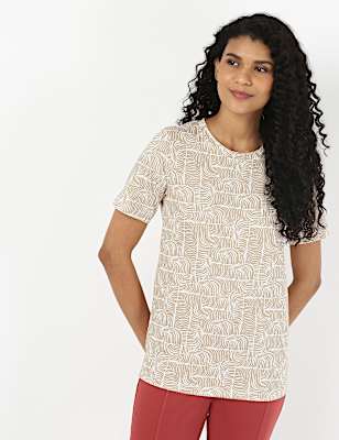 Palm Print Crew Neck Tee