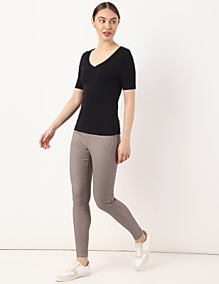 Pure Cotton Solid V-Neck T-Shirt