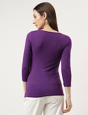 Cotton Plain Boat Neck Top
