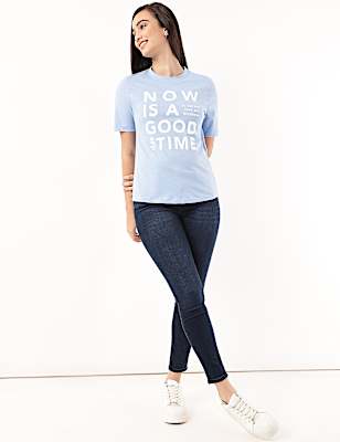 Pure Cotton Printed Crew Neck T-Shirt