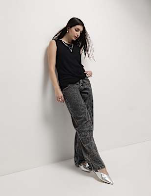 Linen Rich Draped Vest Top