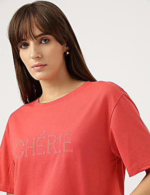 Embroidered Round Neck T-Shirt