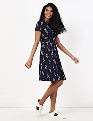 Fit Flare Printed Jersey Dress