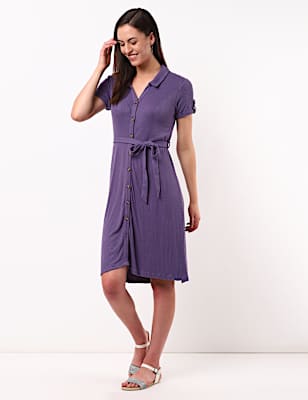 Buttoned Smart Jersey Dress