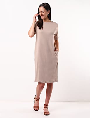 Pure Cotton Solid Shift Dress