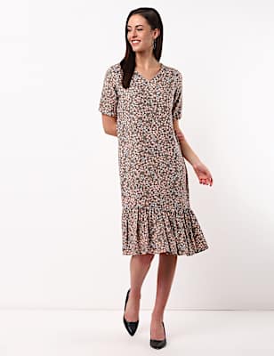 Printed Bottom Ruffle Dress