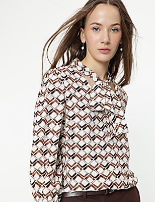 Pure Viscose Printed Bishop Sleeves Blouse