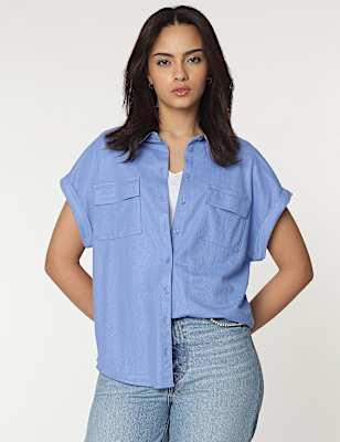 Viscose Mix Spread Collar Shirt