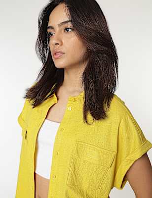Viscose Mix Spread Collar Shirt
