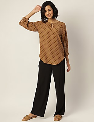 Pure Viscose Printed Keyhole Neck Top