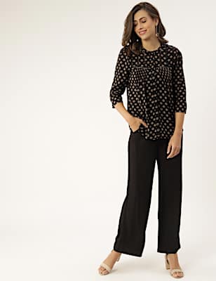 Viscose Mix Printed Round Neck Top