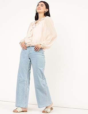 Embroidered V-Neck Top