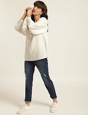 Pure Cotton Self Design Tie Up Top