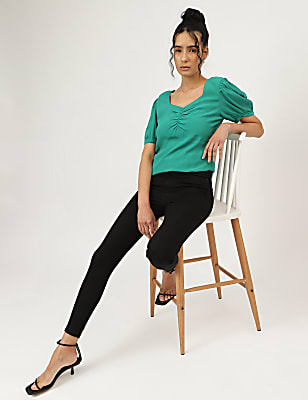 Neckline Linen Blouse