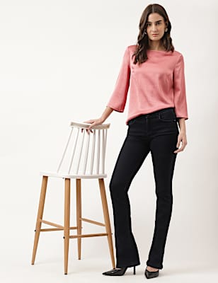 Plain Round Neck Blouson Top
