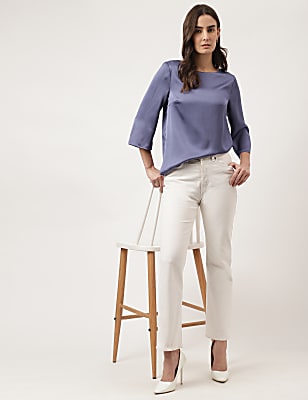 Plain Round Neck Blouson Top