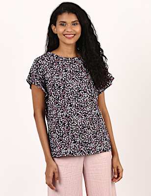 Relaxed Print Detail Top