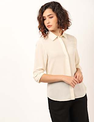 Plain Spread Collar Blouse