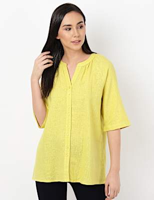 Solid Neck Shirred Top