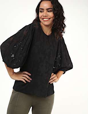 Pure Viscose Self Design Round Neck Top