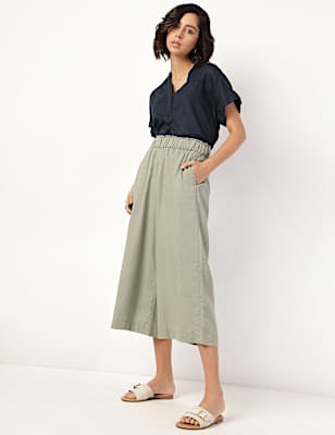 Pure Linen Plain V-Neck Top