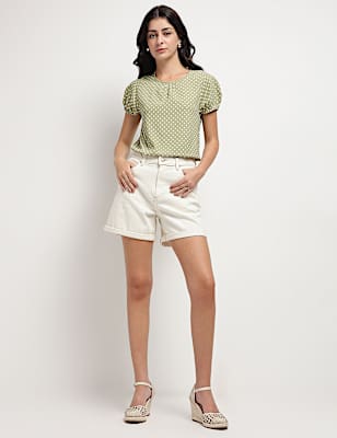 Polka Dots Round Neck Top