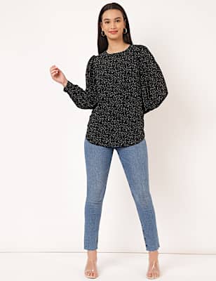 Printed Round Neck Blouse