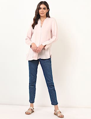 Plain Mandarin Collar Top